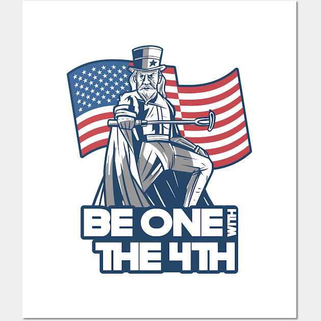 Funny July Fourth Be one with the 4th Gift US Flag Wall Art by qwertydesigns